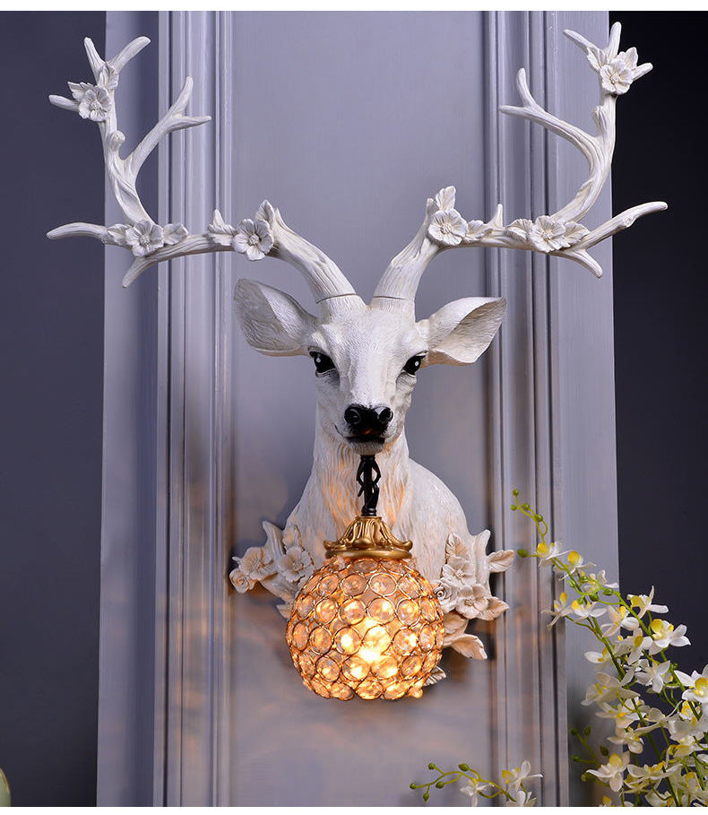 Vintage Lucky Antlers Ornament Wall Lamp