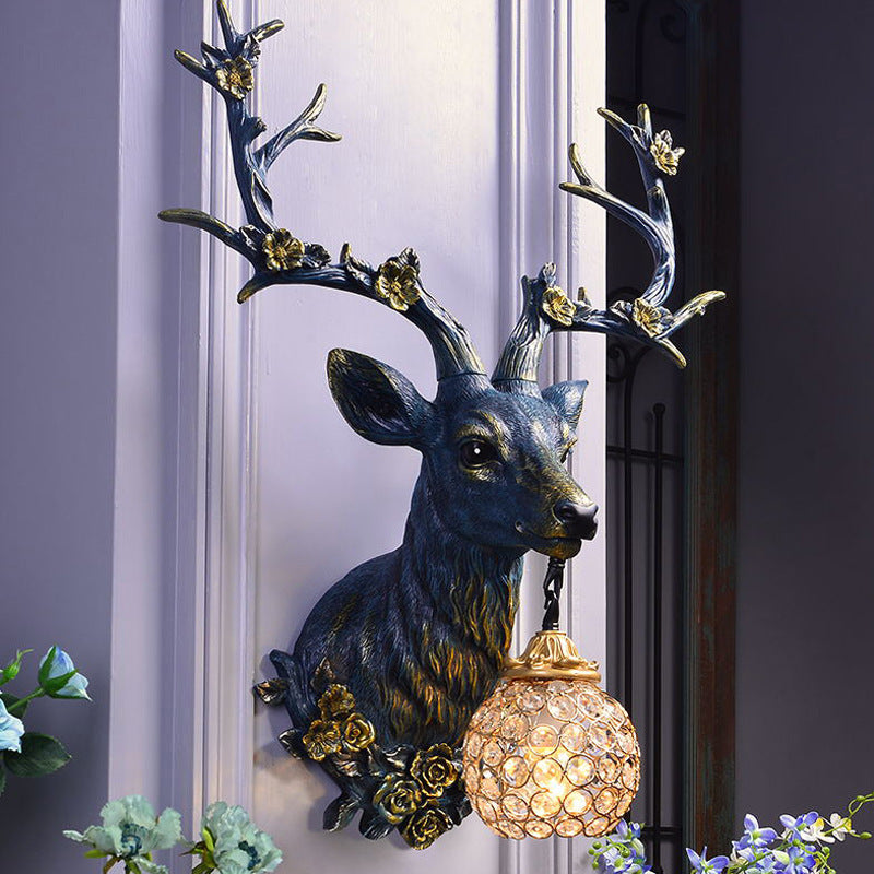 Vintage Lucky Antlers Ornament Wall Lamp