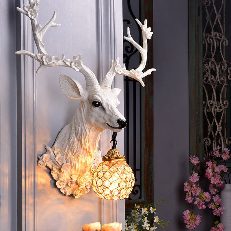 Vintage Lucky Antlers Ornament Wall Lamp